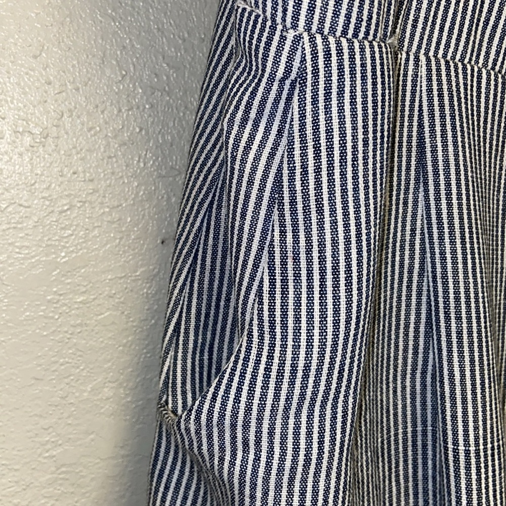 White Closet Navy White Ticking Sweetheart Neckline Nautical Midi Sundress - Picture 5 of 11